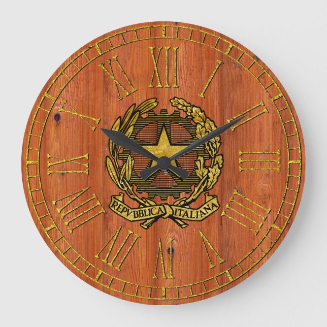 Reloj Redondo Grande Pine Wood de la República Italiana (Anverso)
