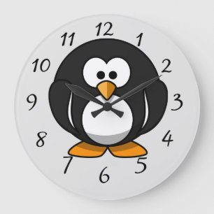 Reloj Redondo Grande Pingüino animado