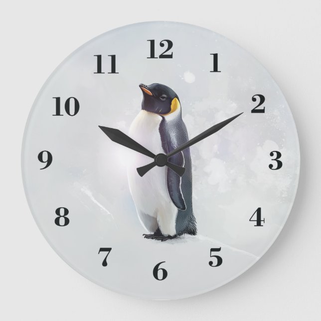 Reloj Redondo Grande Pingüino Emperador (Anverso)