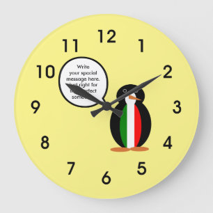 Reloj Redondo Grande Pingüino parlante italiano personalizado