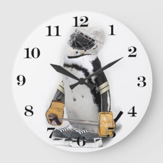 Reloj Redondo Grande Pingüino Pequeño Con Engranaje De Hockey