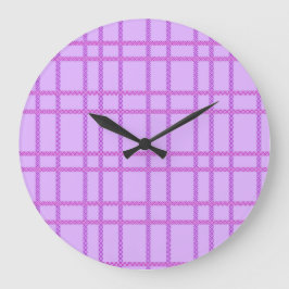 Reloj Redondo Grande Pink and purple flower checkered pattern