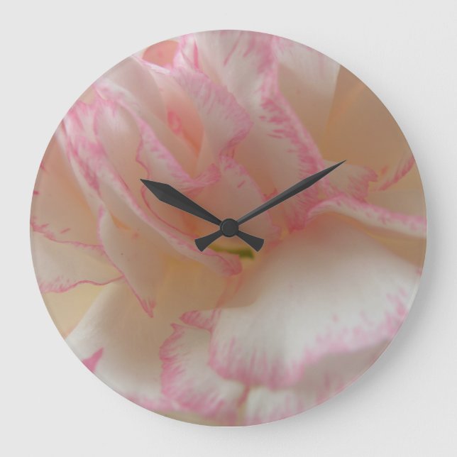 Reloj Redondo Grande Pink and White Carnation Wall Clock (Anverso)