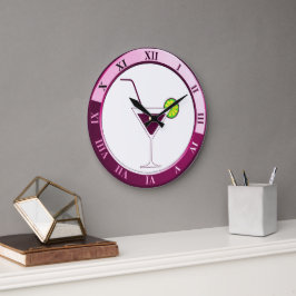 Reloj Redondo Grande Pink and White Martini Bar Clock