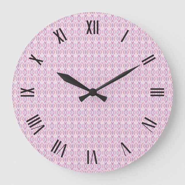 Reloj Redondo Grande Pink Argyle (Anverso)