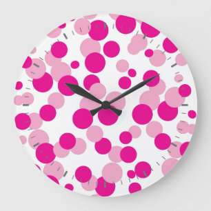 Reloj Redondo Grande Pink Bubbles Confetti Pattern Wall Clock