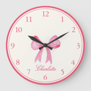 Reloj Redondo Grande Pink Coquette Bow