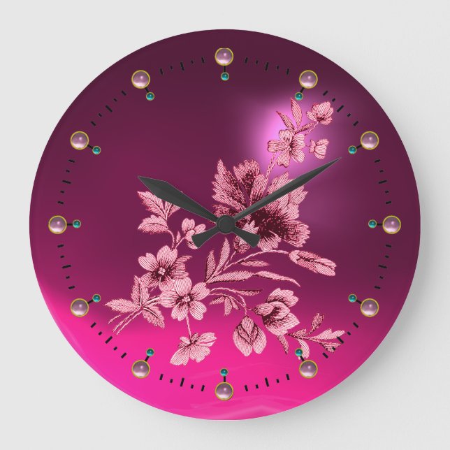 RELOJ REDONDO GRANDE PINK FLOWER BOUQUET WITH CARNATION (Anverso)