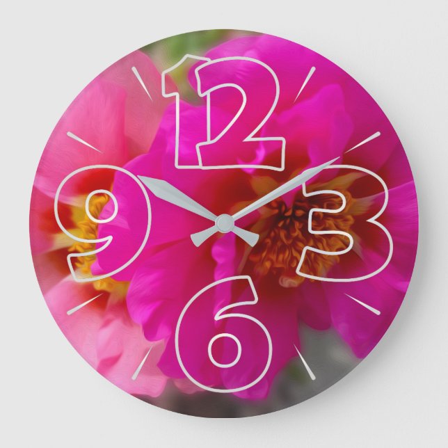 Reloj Redondo Grande Pink flowers in the sun (Anverso)