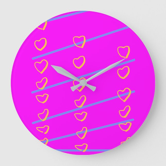 Reloj Redondo Grande Pink Heart Scroll (Anverso)