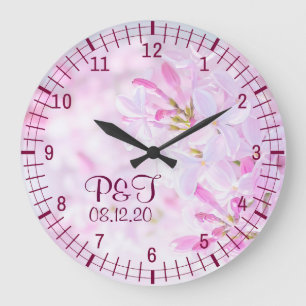 Reloj Redondo Grande Pink lilac flowers