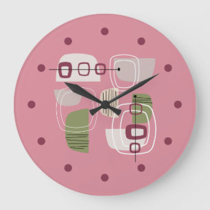 Reloj Redondo Grande Pink Mid Century Modern Rocks
