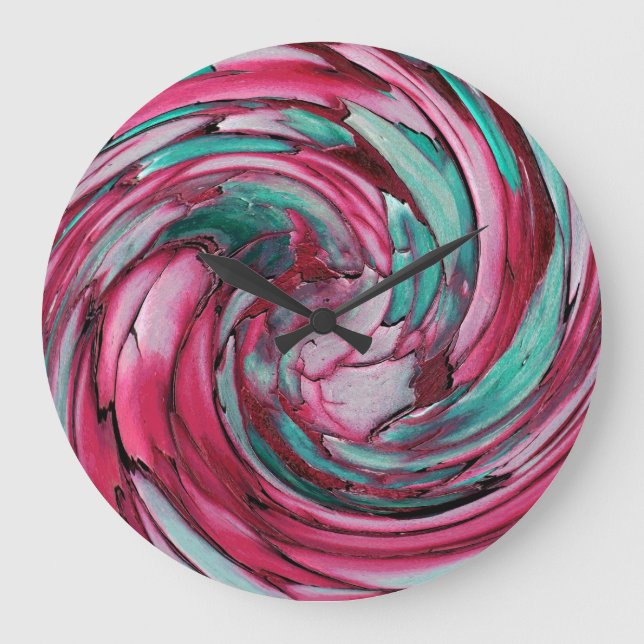 Reloj Redondo Grande PINK N Delfín VERDE AZULADO vs Águila Abstracción  (Anverso)