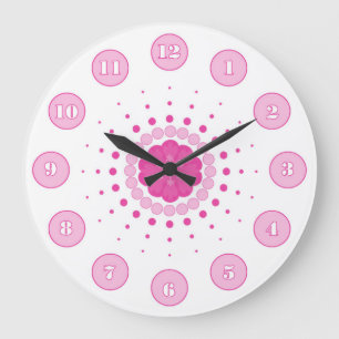 Reloj Redondo Grande Pink n White Go Round n Round Numerado