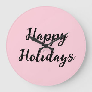 Reloj Redondo Grande Pink pastel felices vacaciones Navidades estilo si