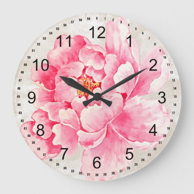 Reloj Redondo Grande Pink Peony (Anverso)