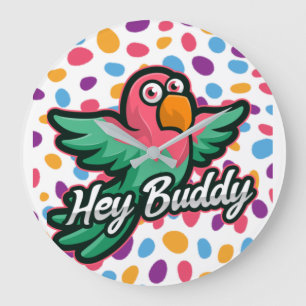 Reloj Redondo Grande Pink polka dot Bird