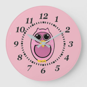 RELOJ REDONDO GRANDE PINK POLKA DOT OWL