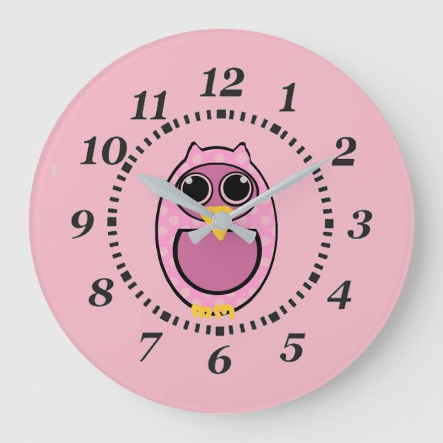 RELOJ REDONDO GRANDE PINK POLKA DOT OWL (Anverso)