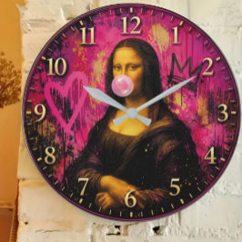Reloj Redondo Grande Pink Pop Art Mona Lisa