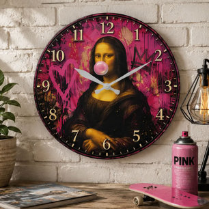 Reloj Redondo Grande Pink Pop Art Mona Lisa