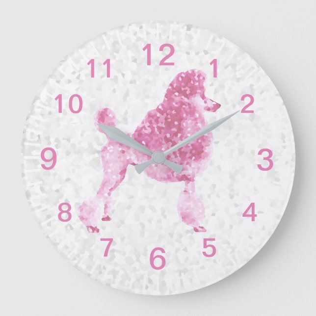 Reloj Redondo Grande Pink Posh Poodle Baby Kids (Anverso)