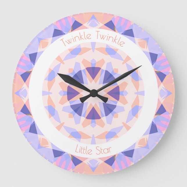 Reloj Redondo Grande Pink Purple Twinkle Little Star Baby Nursera (Anverso)
