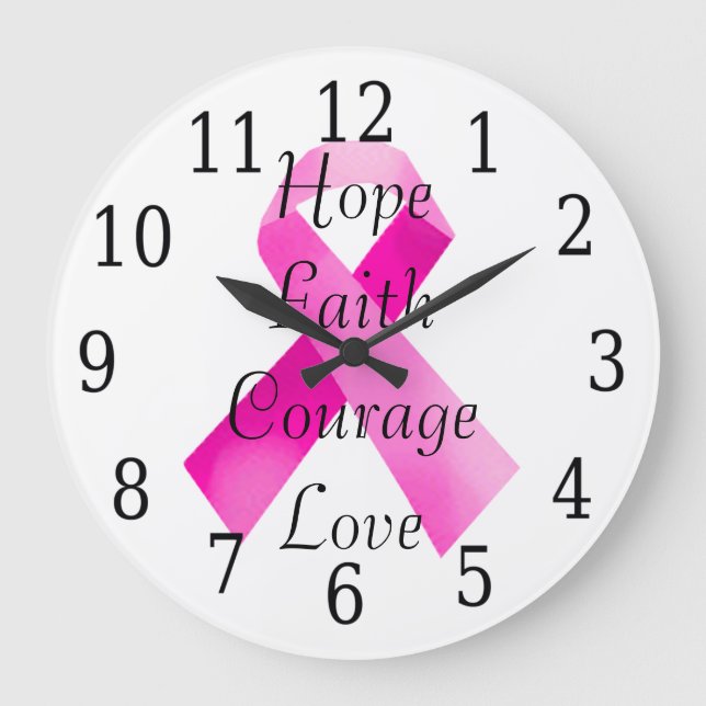 Reloj Redondo Grande Pink Ribbon Faith Clock (Anverso)