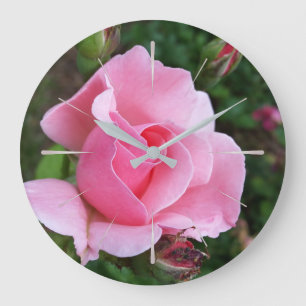 Reloj Redondo Grande pink rose blooming