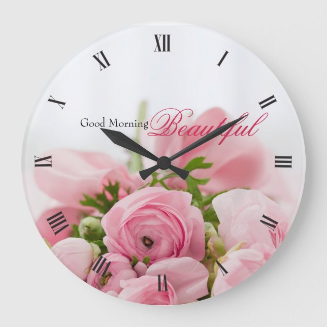 Reloj Redondo Grande Pink roses (Anverso)