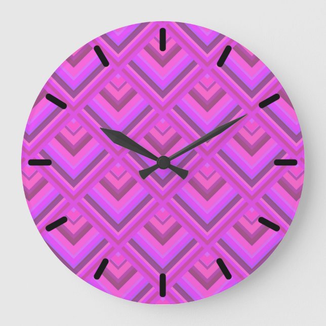 Reloj Redondo Grande Pink stripes scale pattern (Anverso)