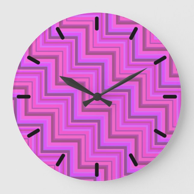 Reloj Redondo Grande Pink stripes stairs pattern (Anverso)