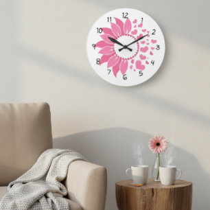Reloj Redondo Grande pink sunflower wall clock / decorative clock 