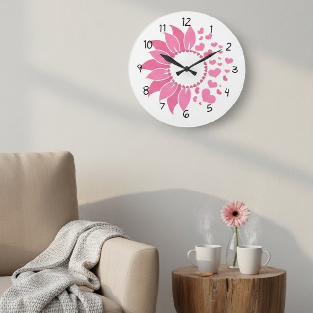 Reloj Redondo Grande pink sunflower wall clock / decorative clock  (Subido por el creador)