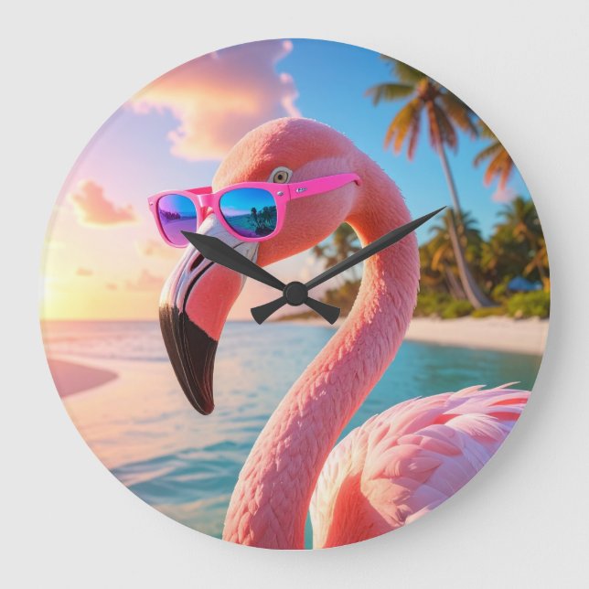 Reloj Redondo Grande PINK THINKER - Flamingo PINK (Anverso)