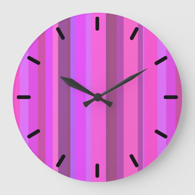 Reloj Redondo Grande Pink vertical stripes (Anverso)