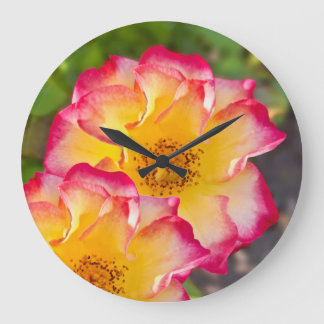 Reloj Redondo Grande Pink Yellow Rose
