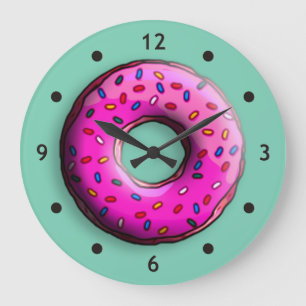 Reloj Redondo Grande Pinky Donut con rociadores coloridos + tus ideas