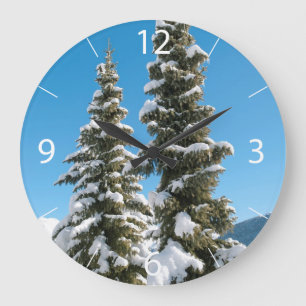 Reloj Redondo Grande Pinos bajo la nieve