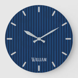 Reloj Redondo Grande Pinstripes azul marino personalizadas