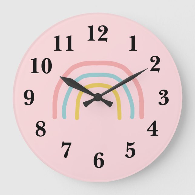 Reloj Redondo Grande Pintado de arcoiris Pastel reloj grande (Anverso)
