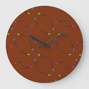 Reloj Redondo Grande Pintar pinceles sobre el marrón