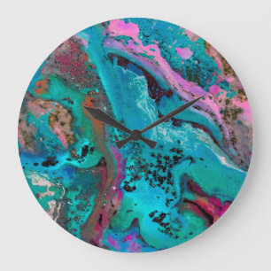 Reloj Redondo Grande Pintura abstracta colorida