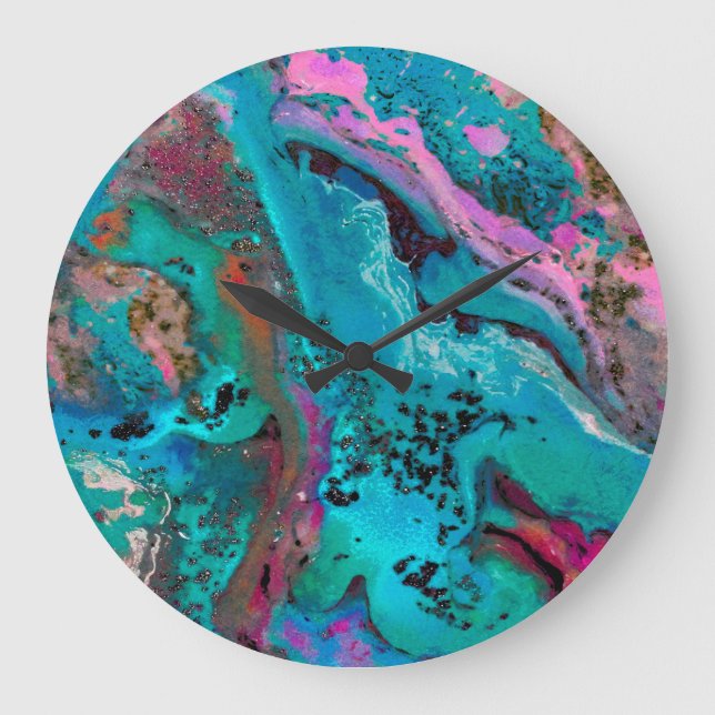 Reloj Redondo Grande Pintura abstracta colorida (Anverso)