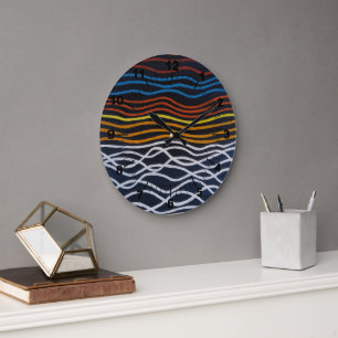 Reloj Redondo Grande Pintura abstracta del paseo marítimo de Alfred Fox