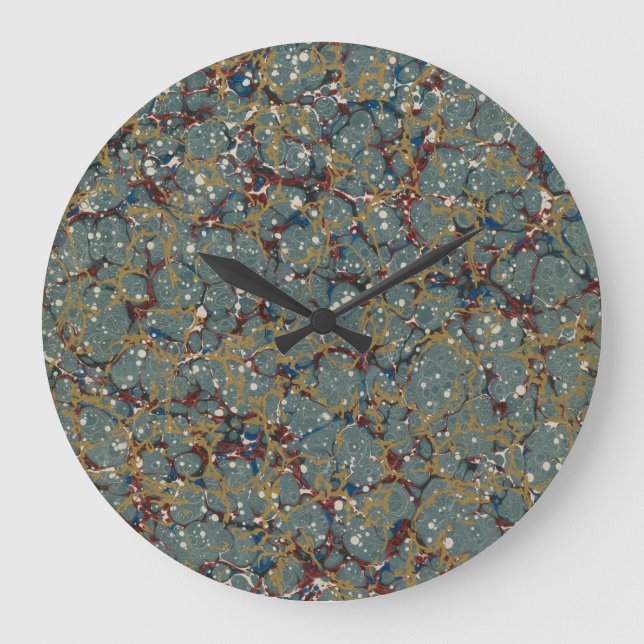 Reloj Redondo Grande Pintura abstracta marmoleada (Anverso)