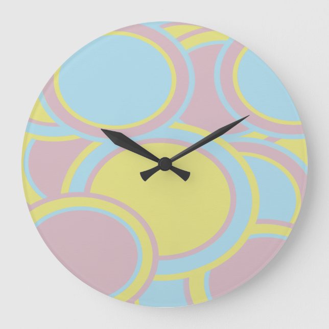 Reloj Redondo Grande Pintura abstracta moderna de Pastel (Anverso)