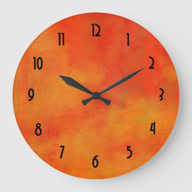 Reloj Redondo Grande Pintura abstracta moderna en naranja (Anverso)