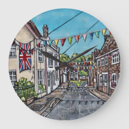 Reloj Redondo Grande Pintura acrílica original de banderines británicos
