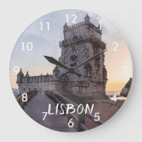 Pintura acuarela de la torre Belem al atardecer